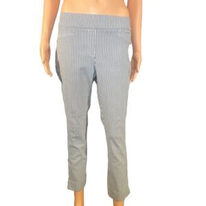 Anne Klein Pinstripe Ankle Pants Womens Size 6 Mid Rise Pull On Style Casual